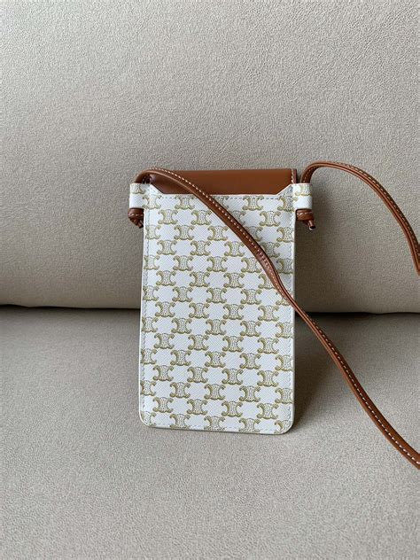 PHONE POUCH WITH FLAP in Triomphe Canvas .